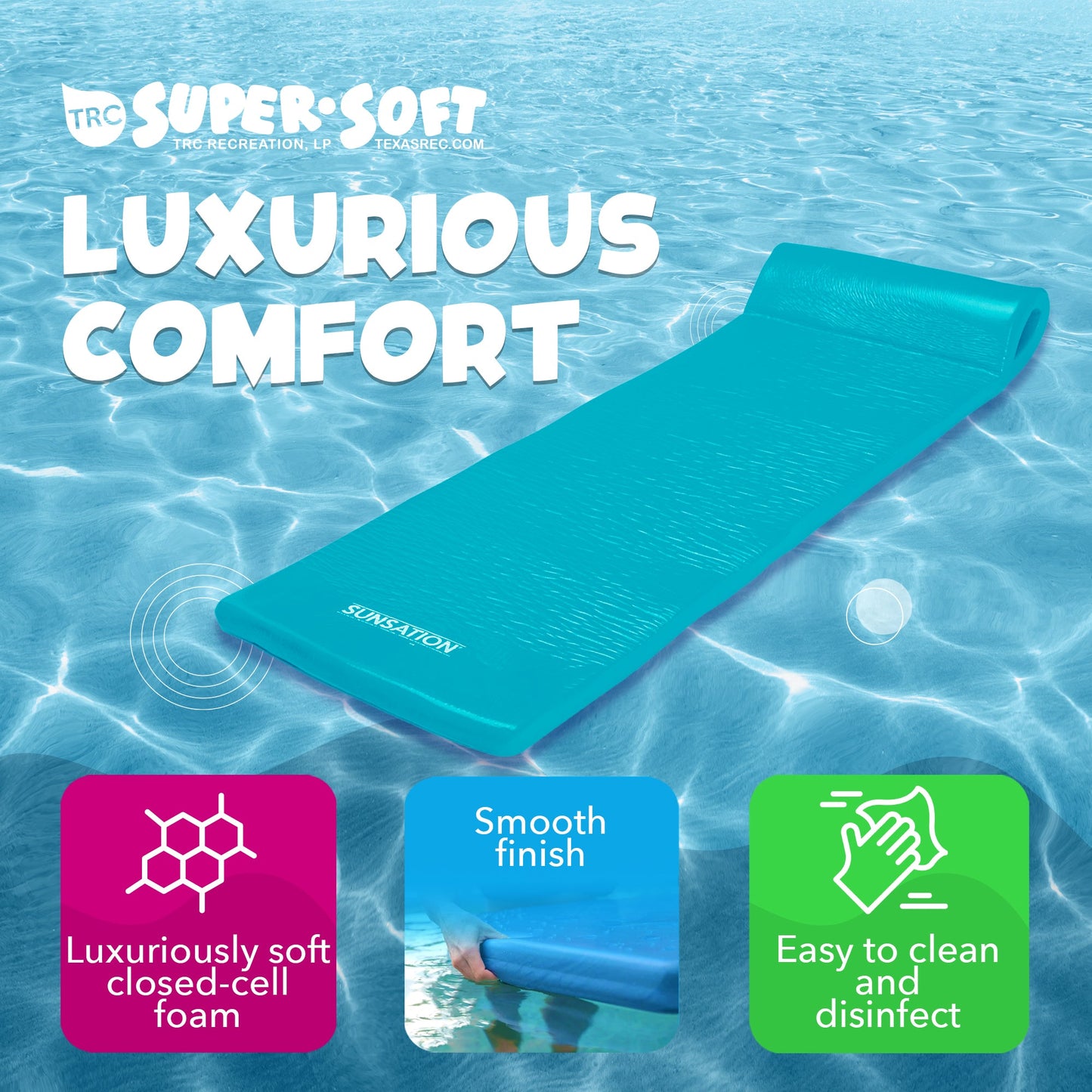 Bahama Blue & Tropical Teal TRC Recreation Sunsation Foam Lounger Pool Floats