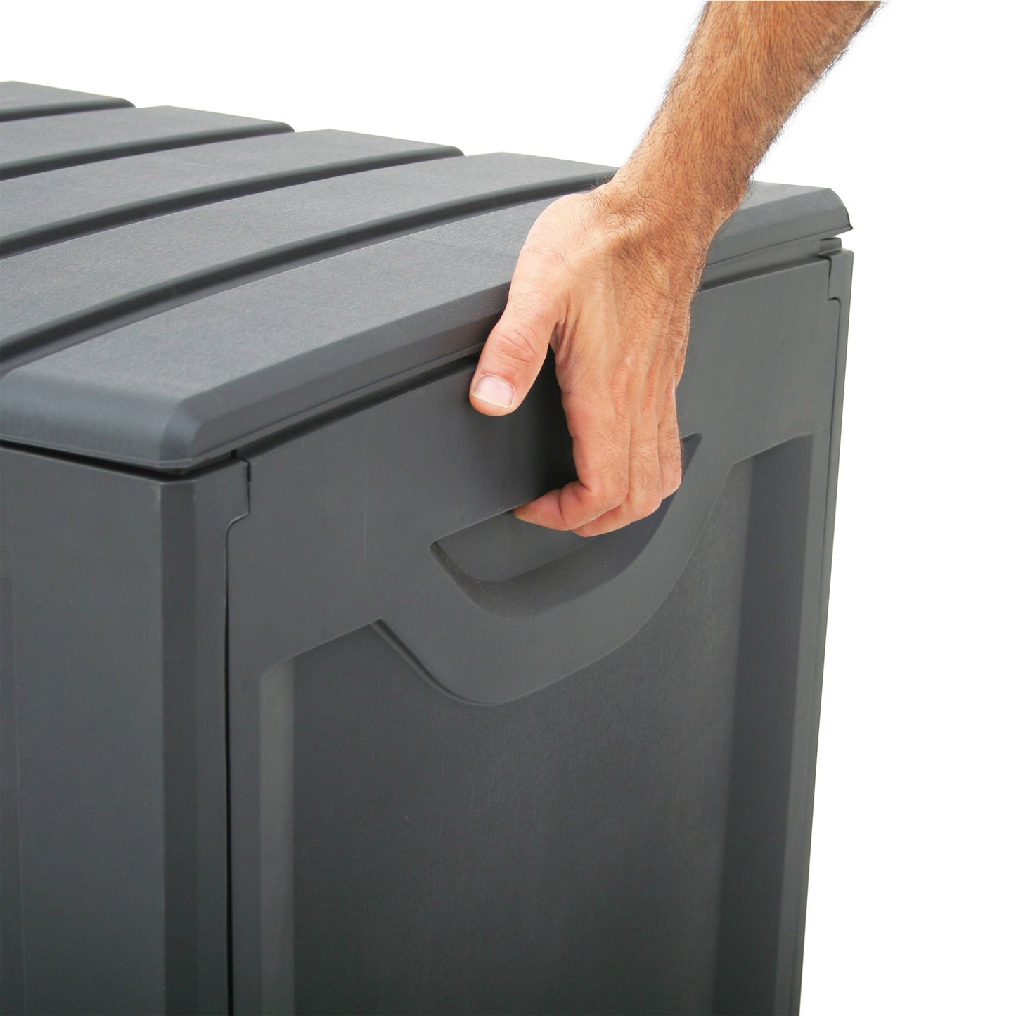 Ram Plastic 90 Gal Outdoor Locking Storage Bin Deck Box in Gray