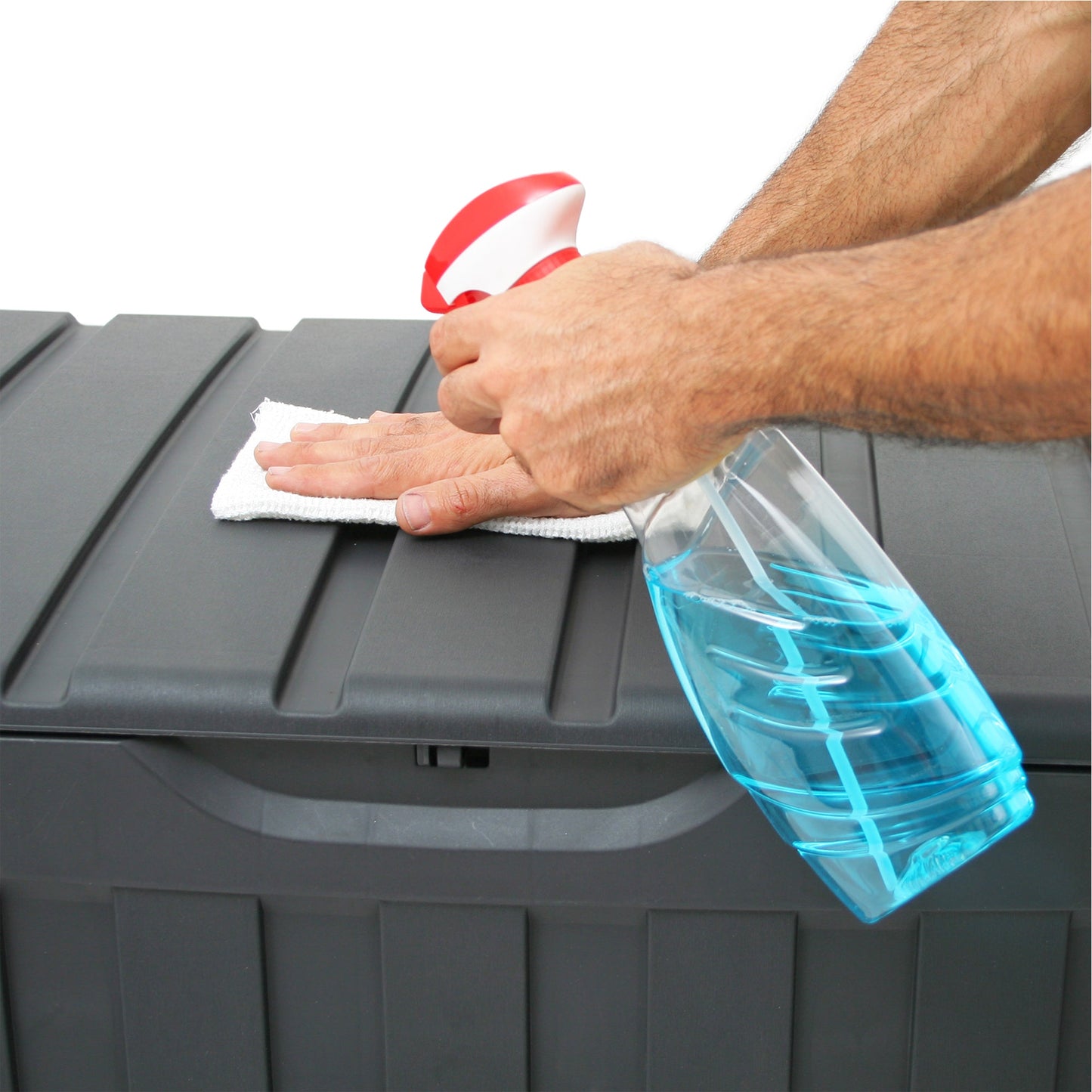 Ram Plastic 90 Gal Outdoor Locking Storage Bin Deck Box in Gray