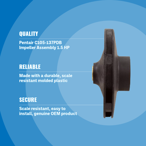 Pentair C105-137PDB Impeller Assembly 1.5 HP Blue Background