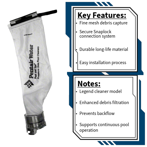 Pentair Legend Fine Mesh Debris Bag w/ Snaplock 360009 Notes and Key features