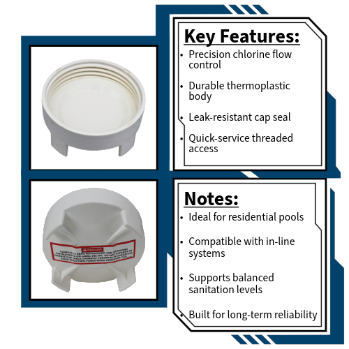 Pentair Rainbow Cap Chlorinator White R172008W Notes and Key Features