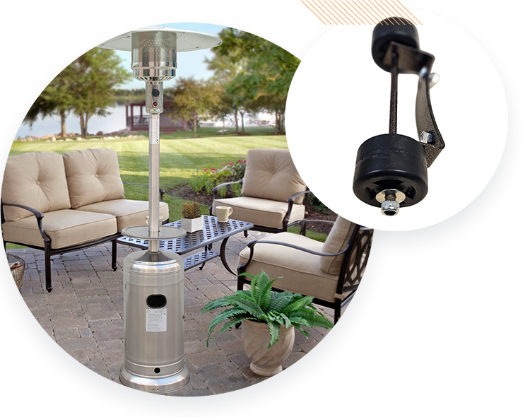 Black Wheel Set Hammered Bronze Patio Heaters