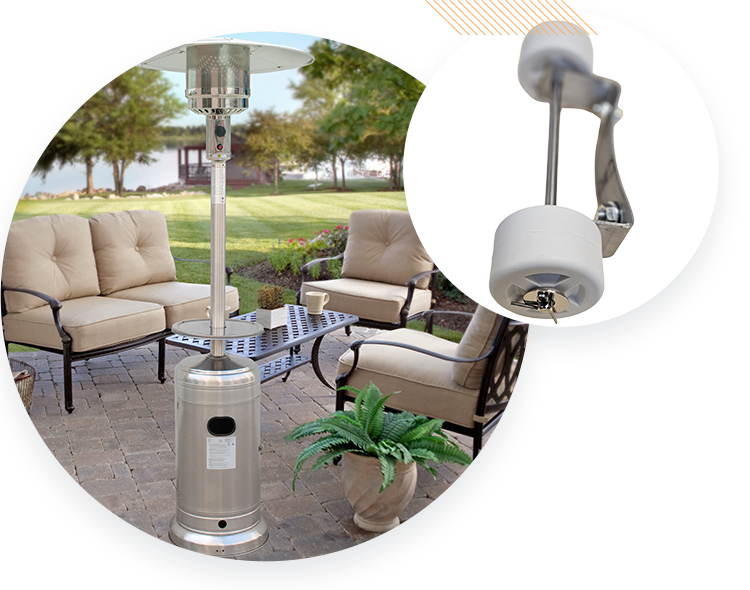 White Wheel Set Stainless Steel Patio Heater