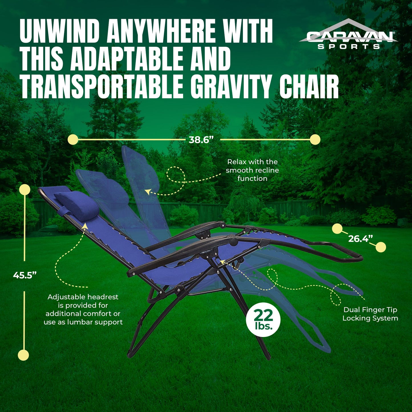 Caravan Sports Zero Gravity Chair in Blue