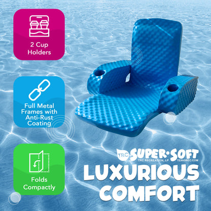 TRC Recreation Folding Baja Chair Swimming Pool Float Armchair, Bahama Blue