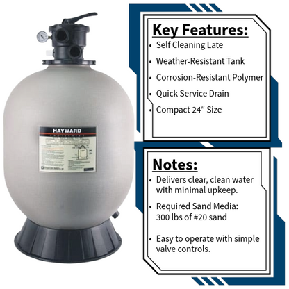 Hayward 24" Sand Filter Top Mount Key Features