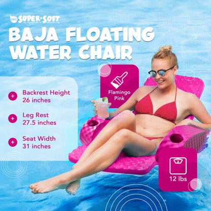 TRC Recreation Folding Baja Chair Swimming Pool Float Armchair, Flamingo Pink