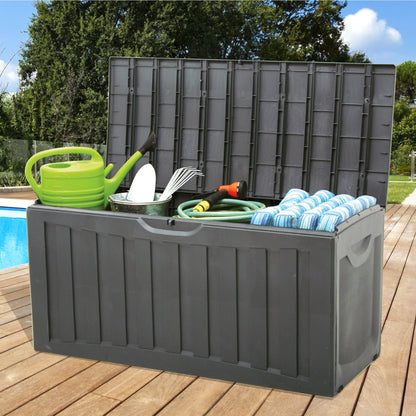 Ram Plastic 90 Gal Outdoor Locking Storage Bin Deck Box in Gray
