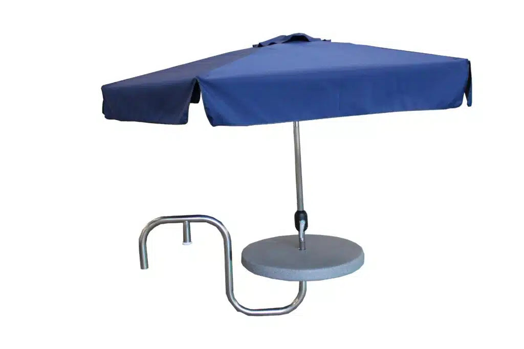 Global Pool GPP-LF-TTUMB-G -U | 30" Side Mount Pool Table - Gray | Blue Umbrella