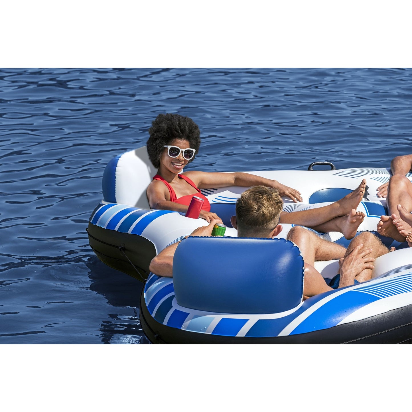 Hydro-Force Rapid Rider Quad 4 Person Inflatable River Tube w/ Built-in Coolers