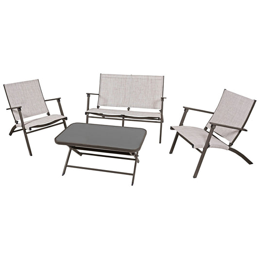 Four Seasons Courtyard 4 Piece Steel Folding Outdoor Conversation Set