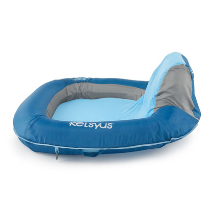 Kelsyus Floating Pool Lounger Inflatable Chair with Cup Holder & Clips, Blue