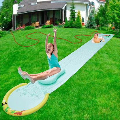 Hoovy Giant 16 Foot Kids Backyard Water Splash Slip and Slide Toy with Bodyboard