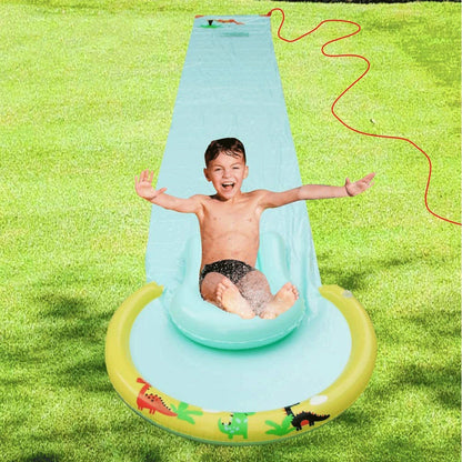 Hoovy Giant 16 Foot Kids Backyard Water Splash Slip and Slide Toy with Bodyboard