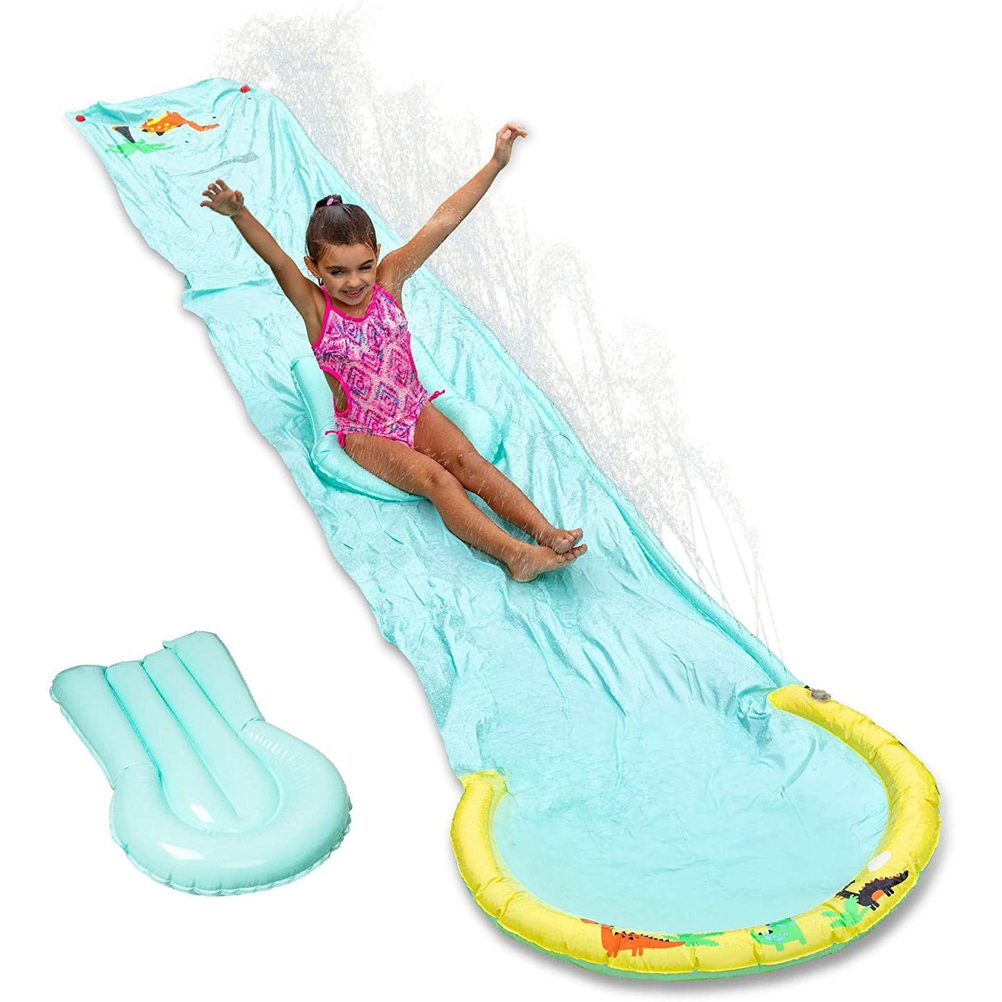 Hoovy Giant 16 Foot Kids Backyard Water Splash Slip and Slide Toy with Bodyboard