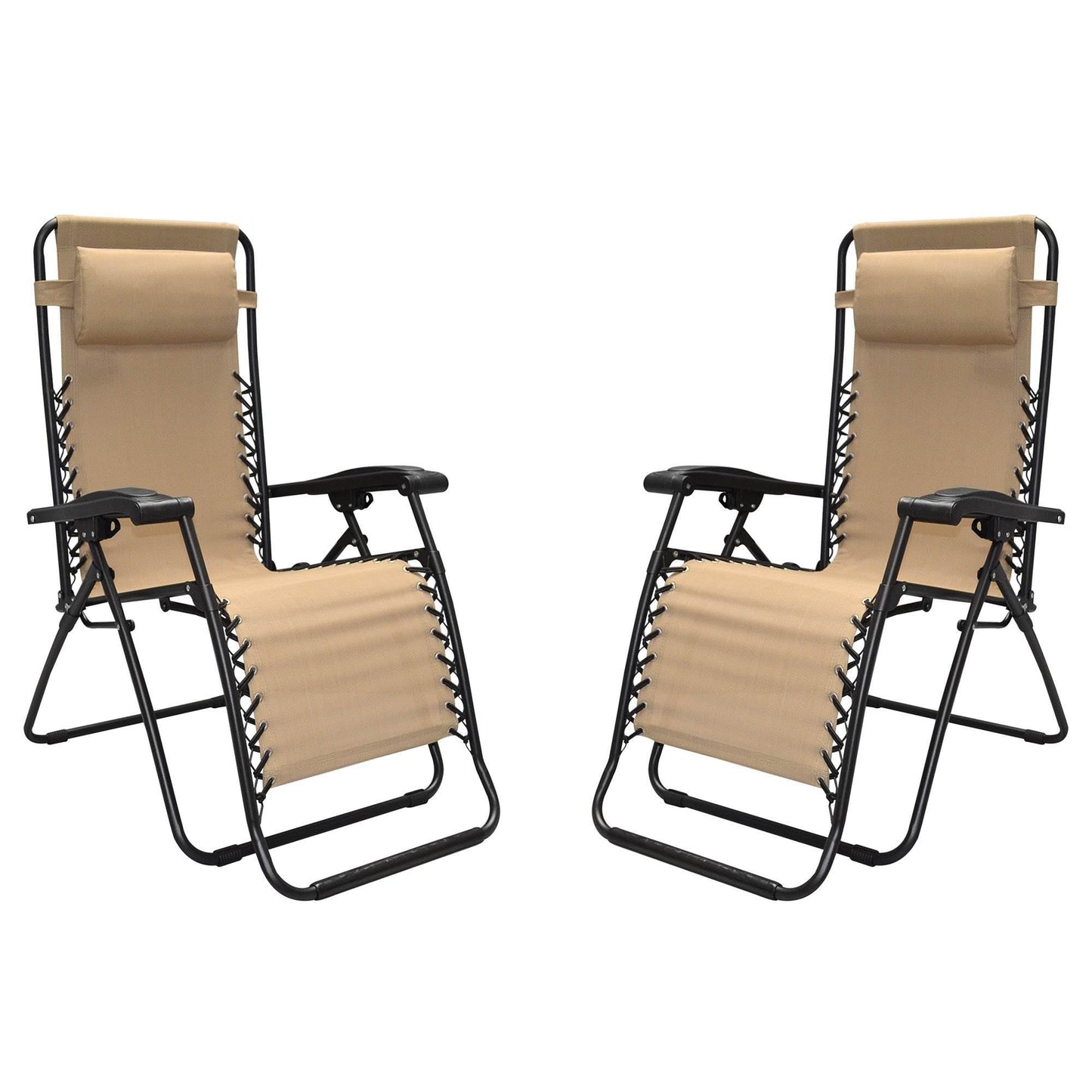 Caravan Sports Zero Gravity Folding Chair in Beige, 2 pack
