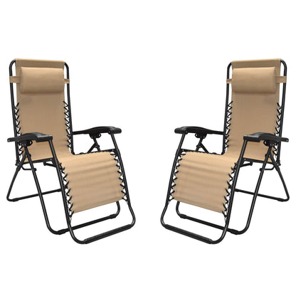 Caravan Sports Zero Gravity Folding Chair in Beige, 2 pack