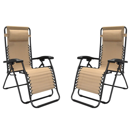 Caravan Sports Zero Gravity Folding Chair in Beige, 2 pack