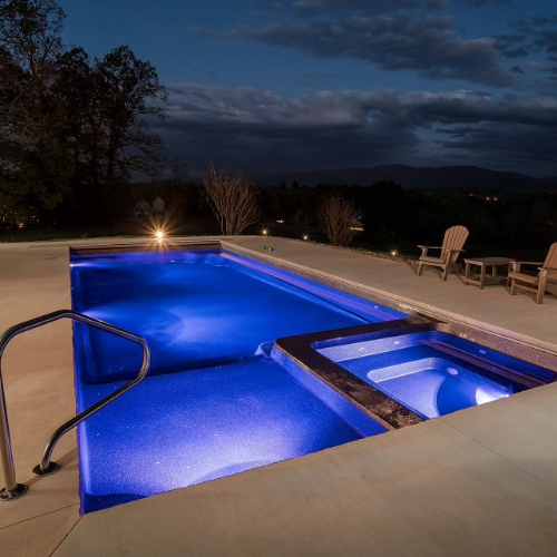 Latham Astoria 14 Fiberglass Pool at Night