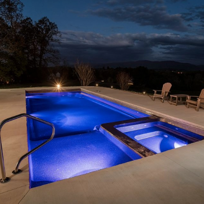 Latham Astoria 14 Fiberglass Pool at Night