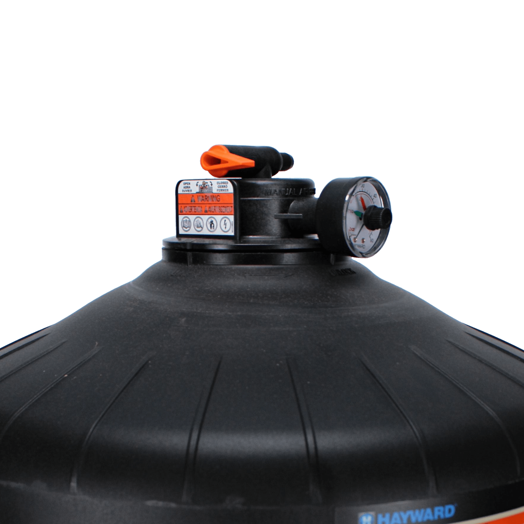 Hayward Pro-Grid 48 sq ft DE Filter W3DE4820 air relief and pressure gauge view