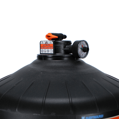 Hayward Pro-Grid 48 sq ft DE Filter W3DE4820 air relief and pressure gauge view