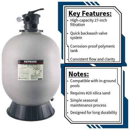 Hayward ProSeries 27" Sand Filter Top Mount | W3S270T2 Key Features