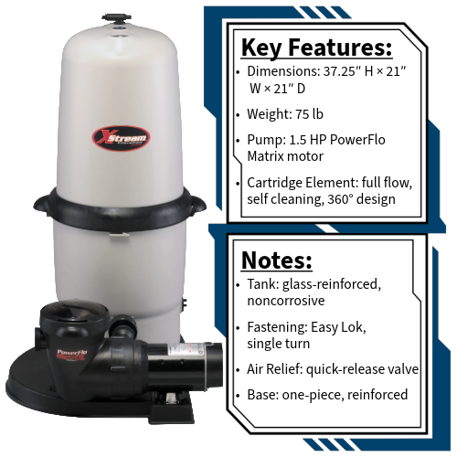 Hayward Xstream Cartridge Filter 150 sqf and 1.5 HP Pump System Notes and Key Features