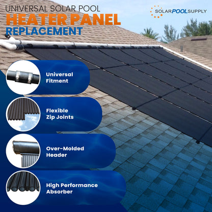 SwimEasy High-Performance Solar Pool Heater Panel Replacement - Highest Performing Design - 15-20 Year Life Expectancy (Includes 4 Heavy-Duty Rubber Hose Connectors)