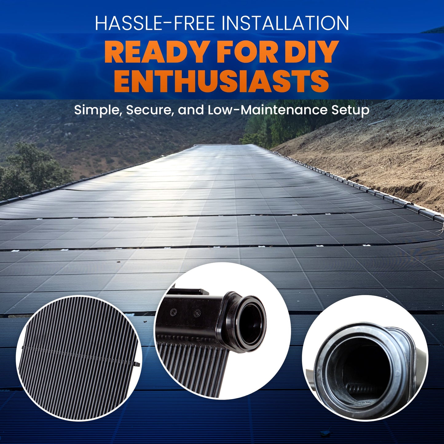 SwimJoy Industrial Grade Solar Pool Heater Panel - High-Wind Mounting Security