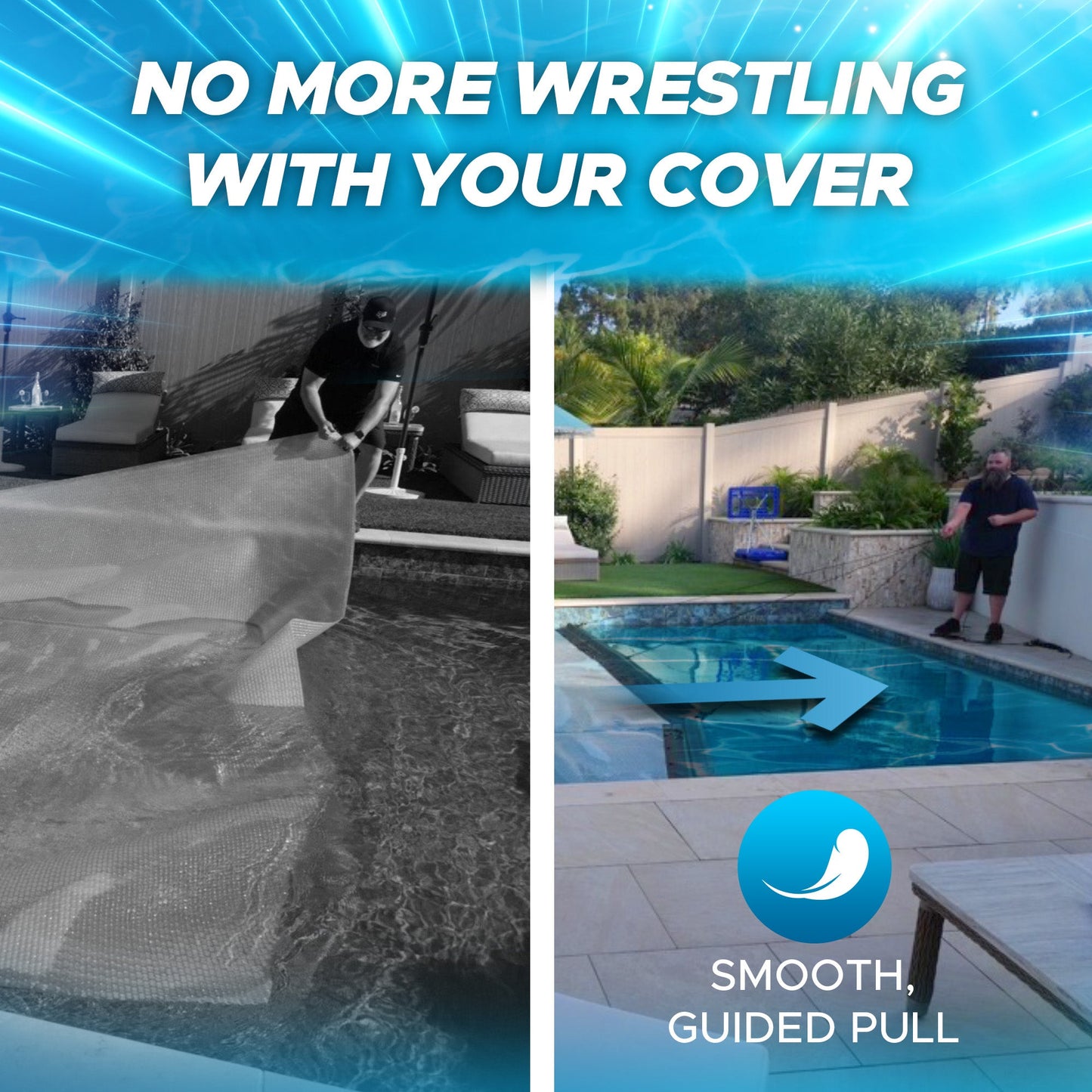 Floating Leading Edge With Pull Cord For GeoBubble Pool Covers - Take Your Pool Cover On & Off With Ease!