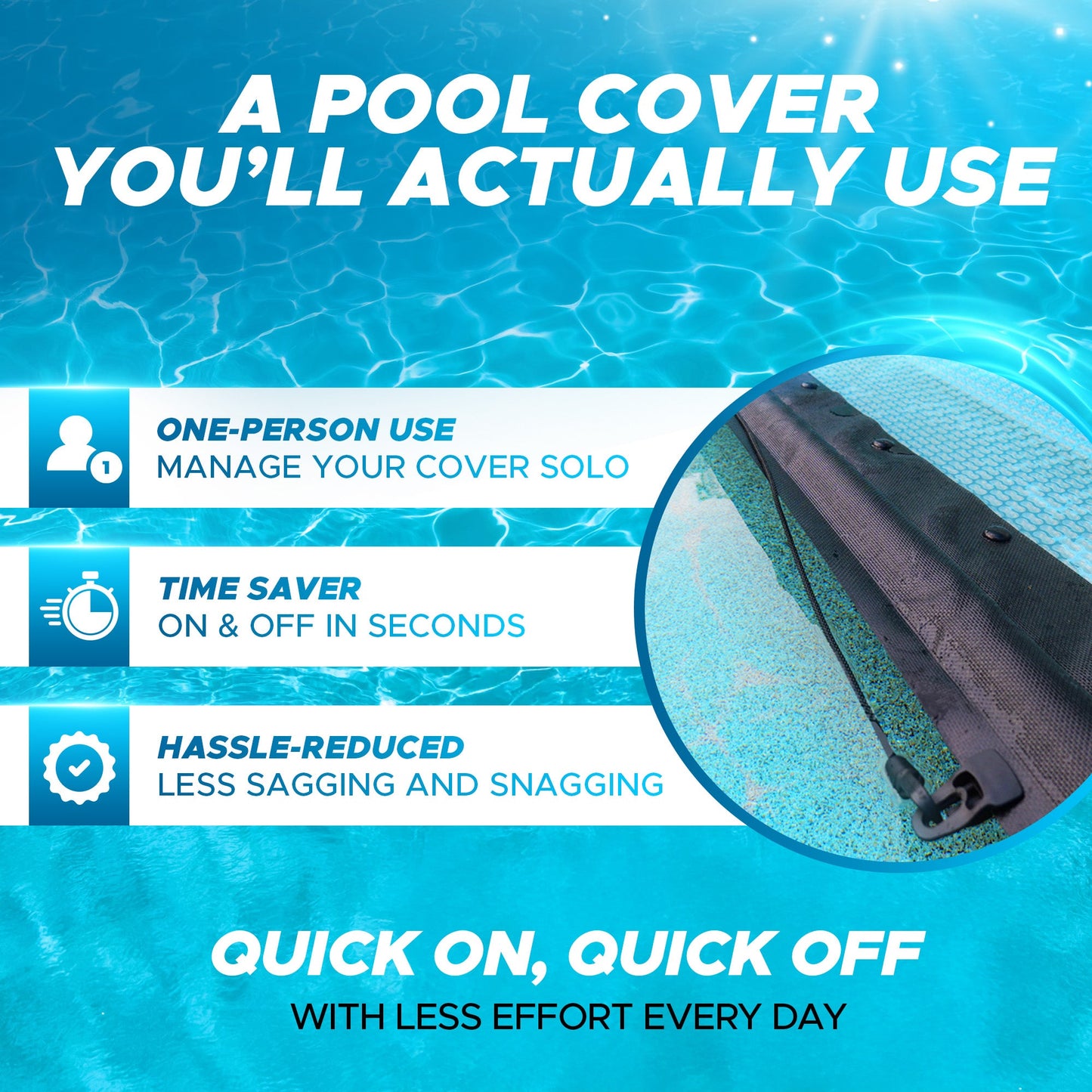 Floating Leading Edge With Pull Cord For GeoBubble Pool Covers - Take Your Pool Cover On & Off With Ease!
