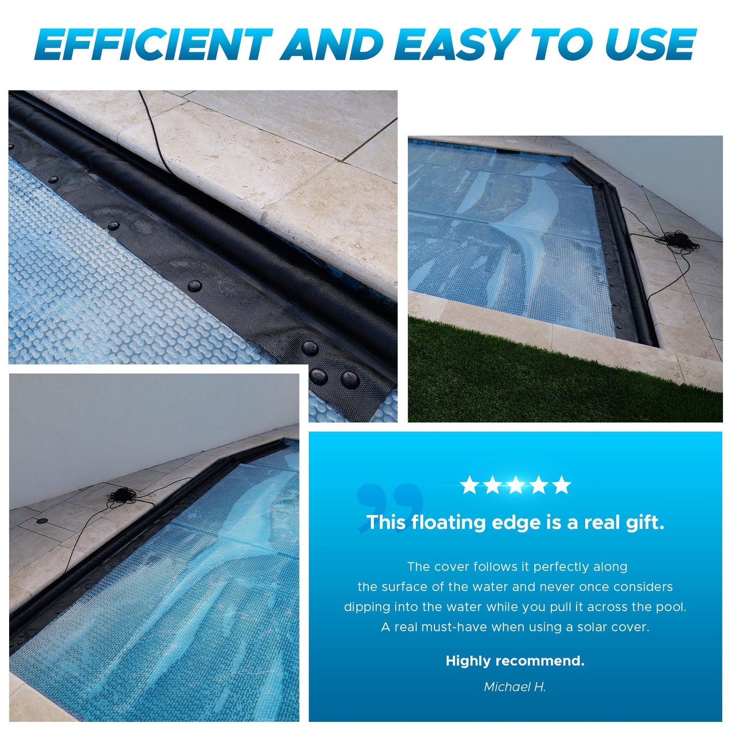 Floating Leading Edge With Pull Cord For GeoBubble Pool Covers - Take Your Pool Cover On & Off With Ease!