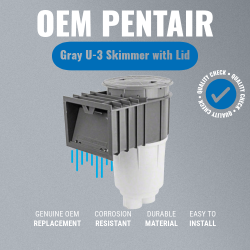 Pentair 08650-6404 Gray U-3 Skimmer with Lid, Frame, and Slip Reducers