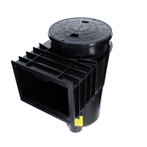 Pentair 506365 Black Gunite Bermuda 2" Slip Port Skimmer Body With Lid White Background