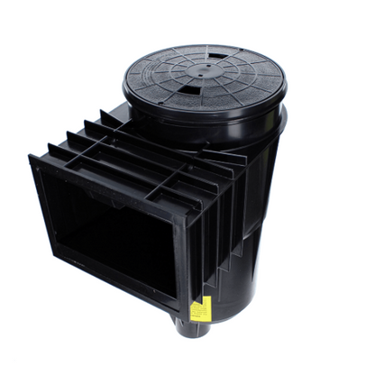Pentair 506365 Black Gunite Bermuda 2" Slip Port Skimmer Body With Lid White Background