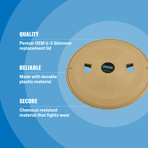 Pentair Sta-Rite U-3 Skimmer Lid with Decal, Tan 08650-0158