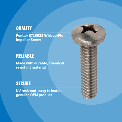 Pentair 071652Z WhisperFlo Impeller Screw 1/4-20 x 1 LH Blue Background Specs Image