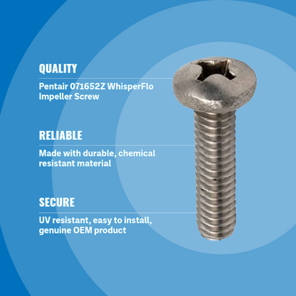 Pentair 071652Z WhisperFlo Impeller Screw 1/4-20 x 1 LH Blue Background Specs Image