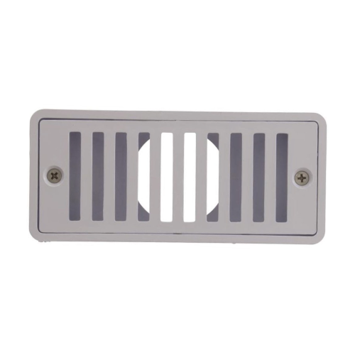 Pentair 542039 2-1/2" x 6" White Gutter Drain & Grate White Background