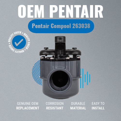 Pentair Compool 263038 2-Way 1.5" PVC Diverter Valve Grey Background 