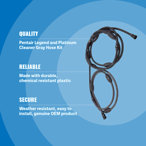 Pentair LL209 Legend and Platinum Cleaner Gray Hose Kit Blue Background Specs Image