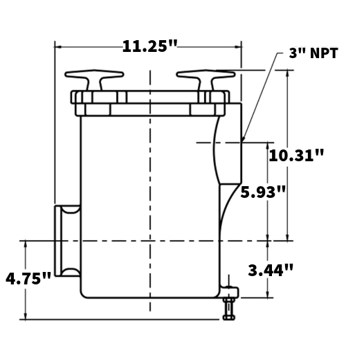 Pentair PKG98 Cast Iron Hair and Lint Trap 8 inch with 3 inch Suction Deminsions