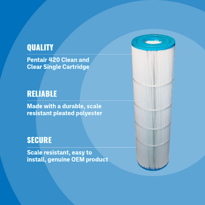 Pentair R173576 420 Clean and Clear Single Filter Cartridge Blue Background