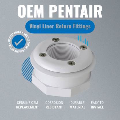 Pentair 86205100 White 1-1/2" Vinyl Liner Return Fittings Grey Background