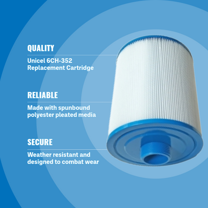 Unicel 6CH-352 Replacement Cartridge | 35 SQ. FT., 8", W/2" MPT, SKI, Filter