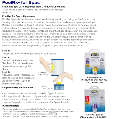 PoolRx+ Yellow/White w/ Silver 100-400 Gallons Hot Tub Care