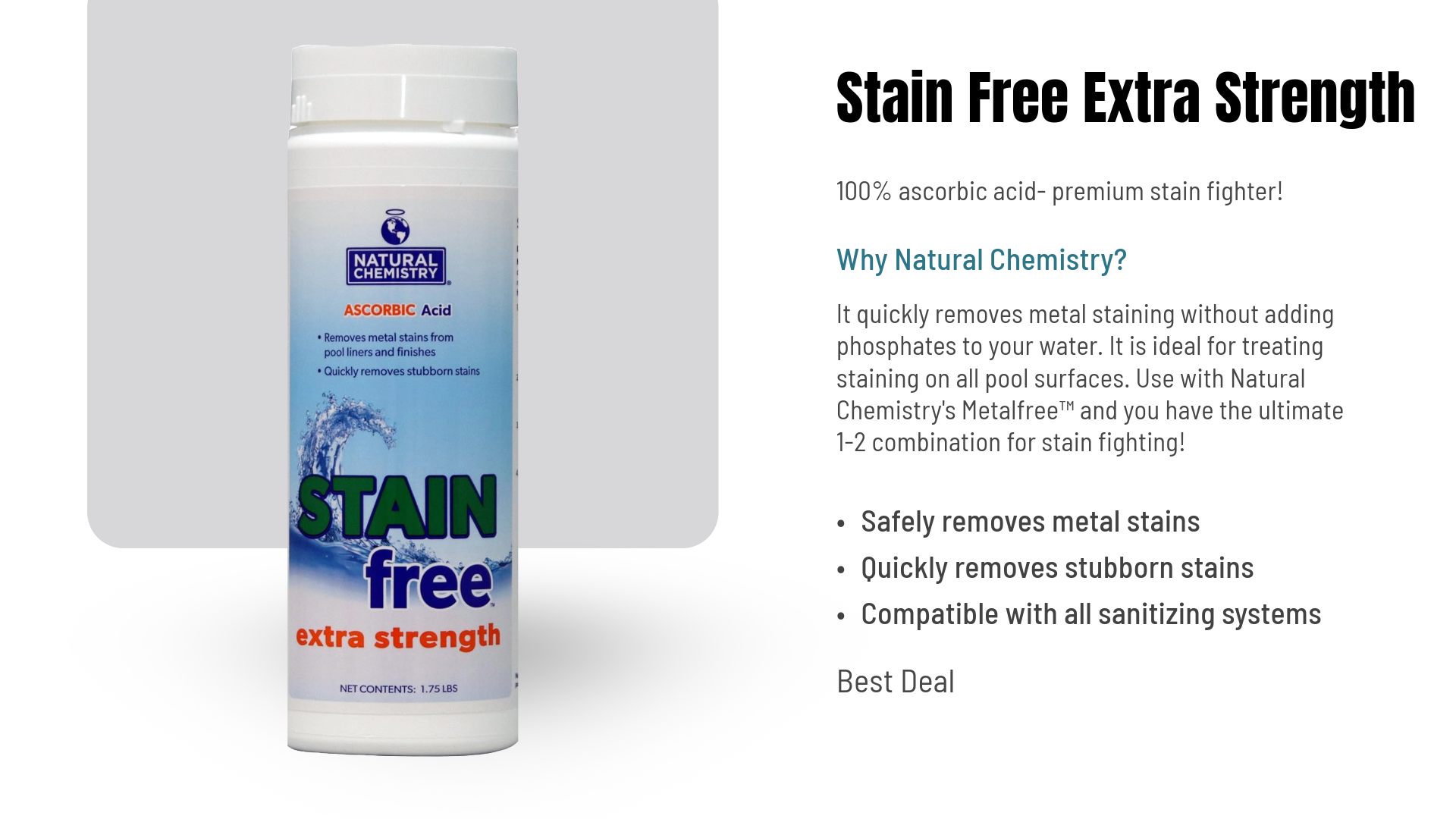 Stain Free Extra Strength Ascorbic Acid Pool Stain Remover