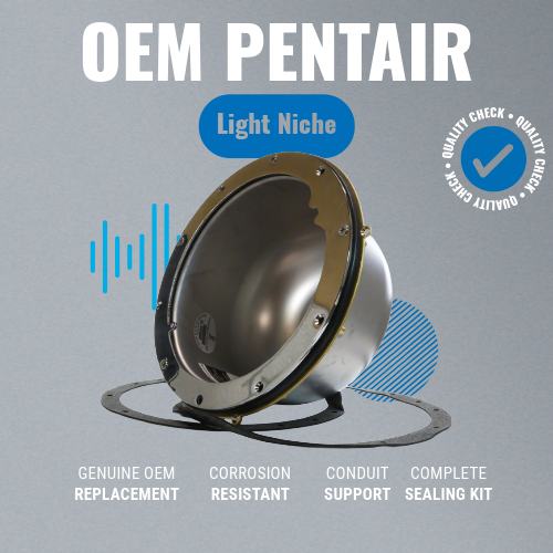 Pentair 78232500 Large Stainless Steel Light Niche, 1" Rear Hub Features